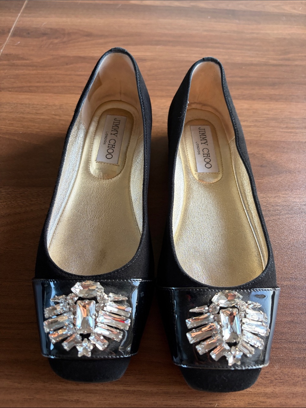 Jimmy Choo Black Crystal-Embellished Ballet Flats